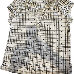 Charter Club Black and White Grid Blouse